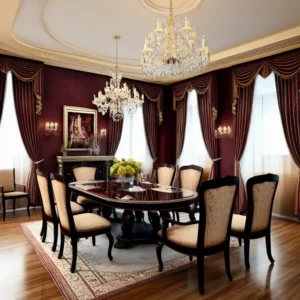 Elegant Traditional Style dining room with classic furniture, rich color palette, and sophisticated wall decor ideas