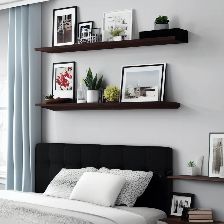 Wall-mounted shelves for bedroom