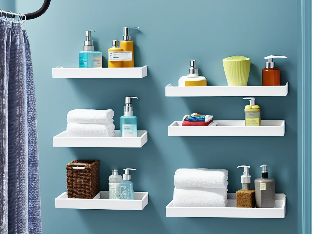 Wall-mounted storage for bathroom wall decor, Maximize space and keep essentials organized with wall-mounted shelves, baskets, or towel racks.