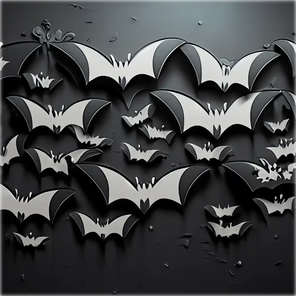 A living room wall decorated with 3D bats, adding depth and interest.